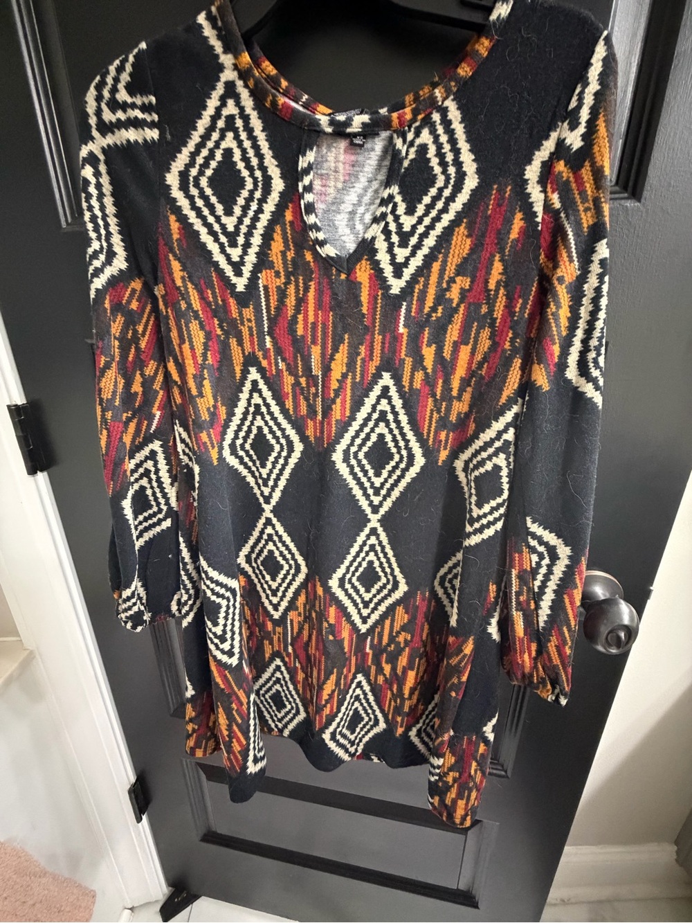 Papillon NWT Aztec Print Tunic Sweater Dress XS Boho Western Soft Stretch